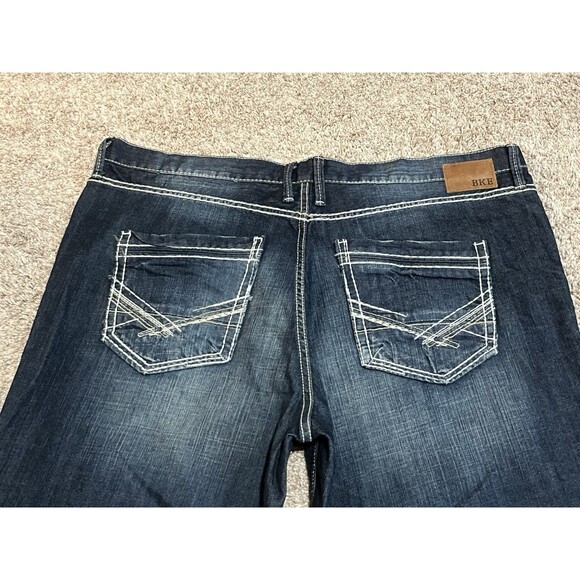 BKE Jeans Mens 44x38 Blue Denim Seth Boot Cut High Rise Buckle - Distressed - Picture 12 of 12